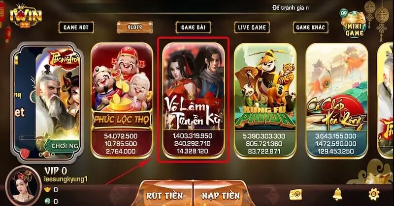 Game Võ Lâm Truyền Kỳ đang làm mưa làm gió trên iWin